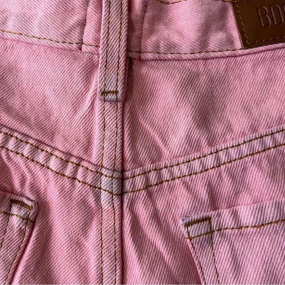 BDG Urban Outfitters Mom High Rise Light Pink Rolled Hem Denim Cotton Shorts 26 - Picture 7 of 14